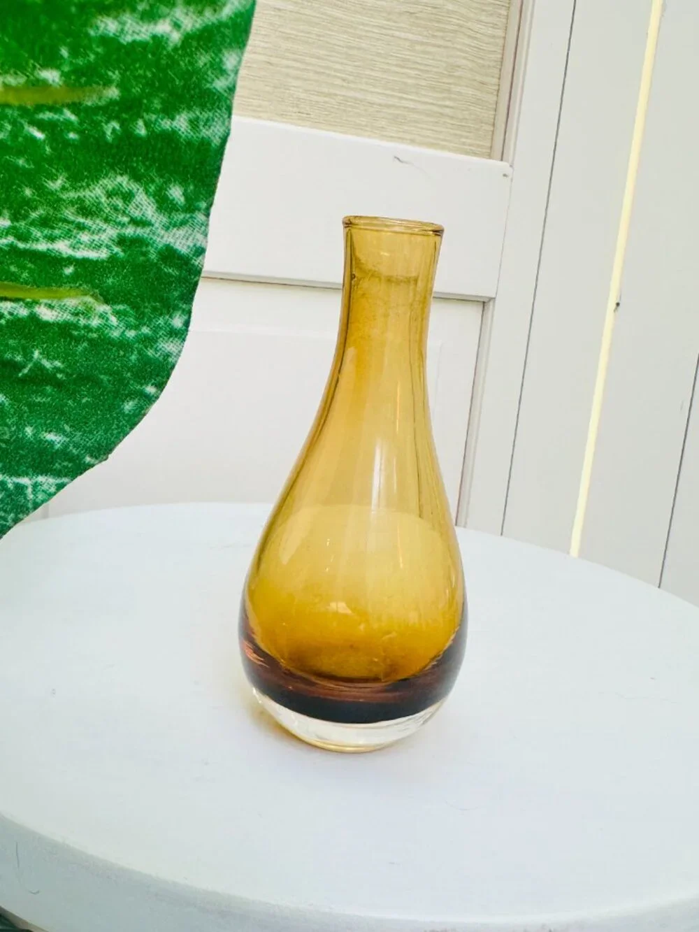 Pier 1 Amber Glass Bud Vase Early 2000s Hand Blown Style Decorative Vase